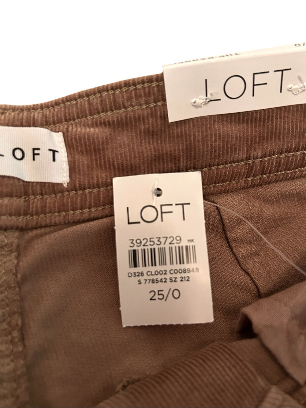 LOFT Made & Loved Tan Corduroy High Waist Barrel Jeans - NWT - PoetCore size 25 - Picture 4 of 11